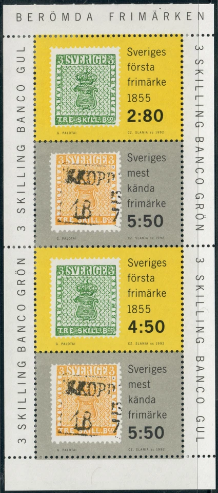 Suecia - 1992 - Mini hoja - Estampillas famosas - 18,30 kr - #4132 Foto 1 de 1