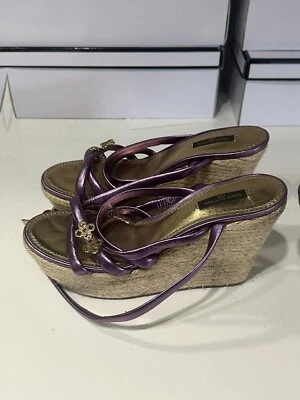 Sandalias de cuña Louis Vuitton para mujer - talla 8 EE. UU. - púrpura y dorado Foto 1 de 4