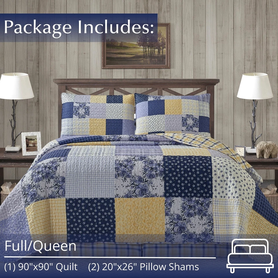 Virah Bella - Garden Walk in Bluebell - Lightweight Reversible Quilt Set - Image 1 of 4