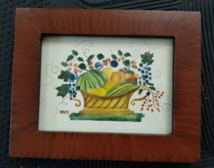 FRAMED 1981 THEOREM FRUIT PAINTING ON VELVET - Picture 1 of 4
