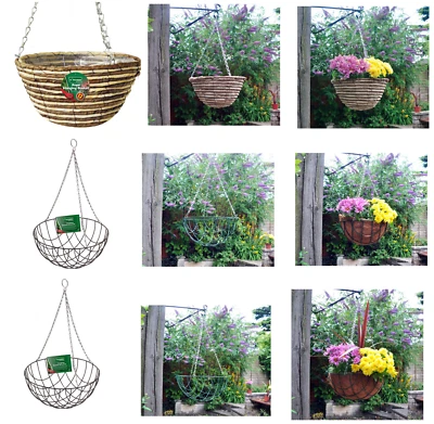 Appendere Fiori Cesto Filo Stile & Corda Foderato, Catene Incluso 30.5cm 35.6cm - Immagine 1 di 4