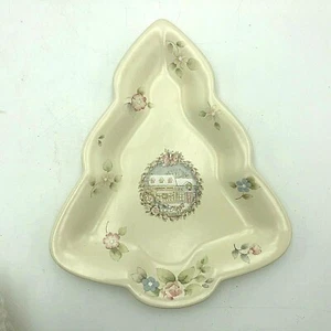 Pfaltzgraff Tea Rose Christmas Tree Shaped Serving Tray Excellent 10.5" x 9" - Picture 1 of 7