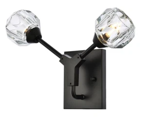 Black Bathroom Bedroom or Dining Room Glass Lamp Shade Wall Sconce Light Fixture - Picture 1 of 7