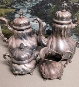 Handarbeit 835 Vintage Germany German Silver Tea Pot 4 Piece Set - Picture 1 of 23