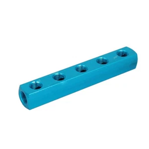 1/4" PT Thread 8 Ports 5 Way Air Hose Inline Manifold Splitter Block Blue✦Kd - Picture 1 of 4