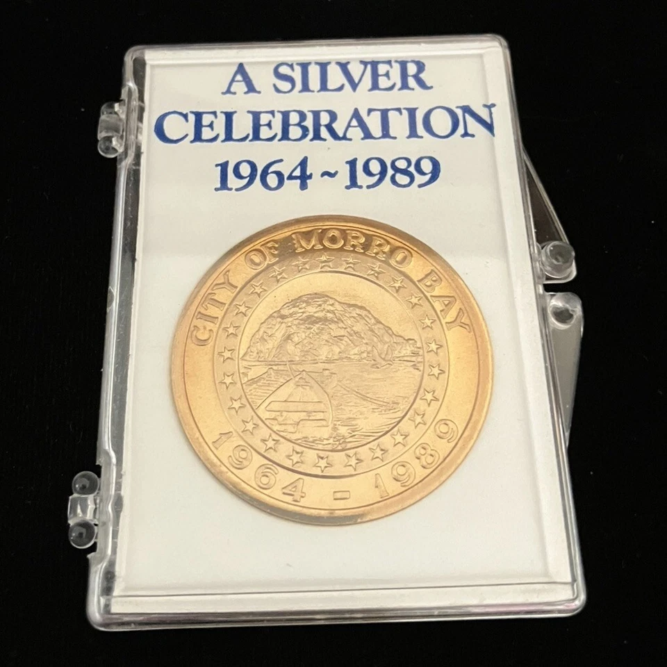A SILVER CELEBRATION 1964-1989 City of Morro Bay CA Commemorative Coin NEW - Image 1 of 2
