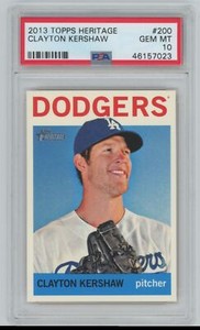 2013 Topps Heritage Clayton Kershaw PSA 10 Baseball Card #200