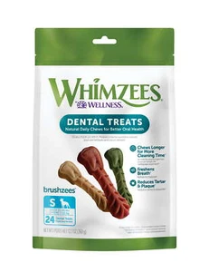 WHIMZEES By Wellness Brushzees Natural Grain Free Dental Chews for Dogs 24 Count - Picture 1 of 9