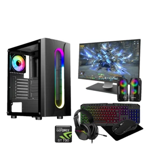 Gaming PC Bundle Quad CORE i5 8GB Ram 1TB HDD +128GB SSD NVIDIA GT730 4GB 22in M - Picture 1 of 2