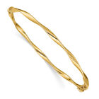 14k Yellow Gold Twisted Hinged Bangle Bracelet