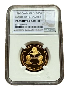 Cayman Islands 1980 Gold $50 NGC PF69UC House of Lancaster - Picture 1 of 2