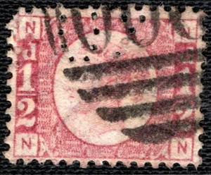 GB QV Stamp LINE-ENGRAVED PERFIN Full Name *FOX* ½d Used PENZANCE Scarce BRED64 - Picture 1 of 6