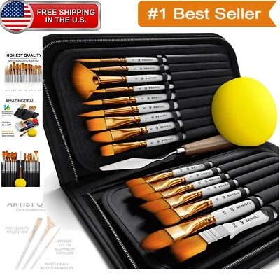 All-Inclusive 16-Piece Painting Brush Set for Acrylic, Watercolor & Oil Mediums - Image 1 of 4
