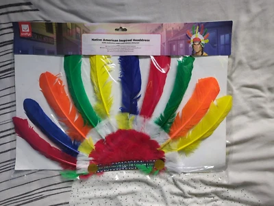 Adults Native American Fancy Dress Warrior Accessory Headdress Multicoloured - Image 1 of 4