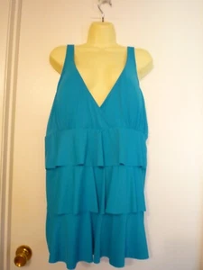 AVENUE Swim TOP--NWT- Womens -SZ 28-LIGHT PADDED-RUFFLES FRONT-TURQUOISE - Picture 1 of 7