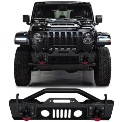 Vijay For 2020-2024 Jeep Gladiator JT Steel Front Bumper w/Winch Plate & Lights Foto 1 de 4