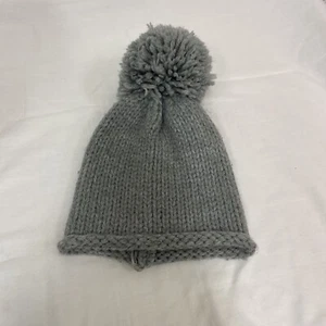 Lizette Mädchen Strumpf Mütze Strick Winter grau Bommel Beanie Cap - Bild 1 von 5