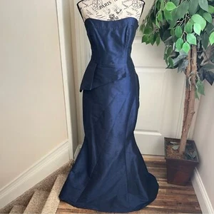 Vestido de sirena sin tirantes Alvina Valenta Maids azul marino talla 10 - Imagen 1 de 16
