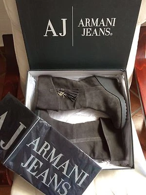 Armani Jeans AJ Shoes Boots Boots LEATHER 41 UK 7.5 USA 9.5 NEW WITH TAGS & BOX - Image 1 of 4