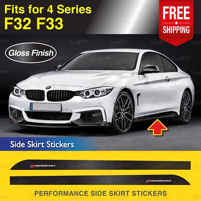 Performance Side Skirt Decal GLOSS BLACK Vinyl Stickers for BMW F32 F33 4 Series - Image 1 of 4