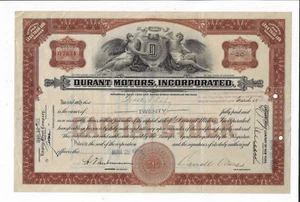 MICHIGAN 1922 Durant Motors Inc Stock Certificate Lansing ABN - Picture 1 of 2
