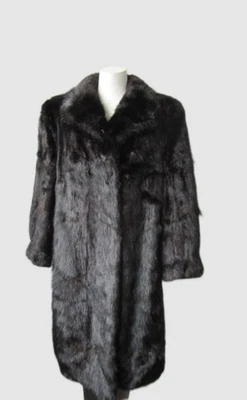 Women's M Sz 10/12 Black Brown Muskrat Fur Coat Jacket  MINT+ Woman - Image 1 of 4
