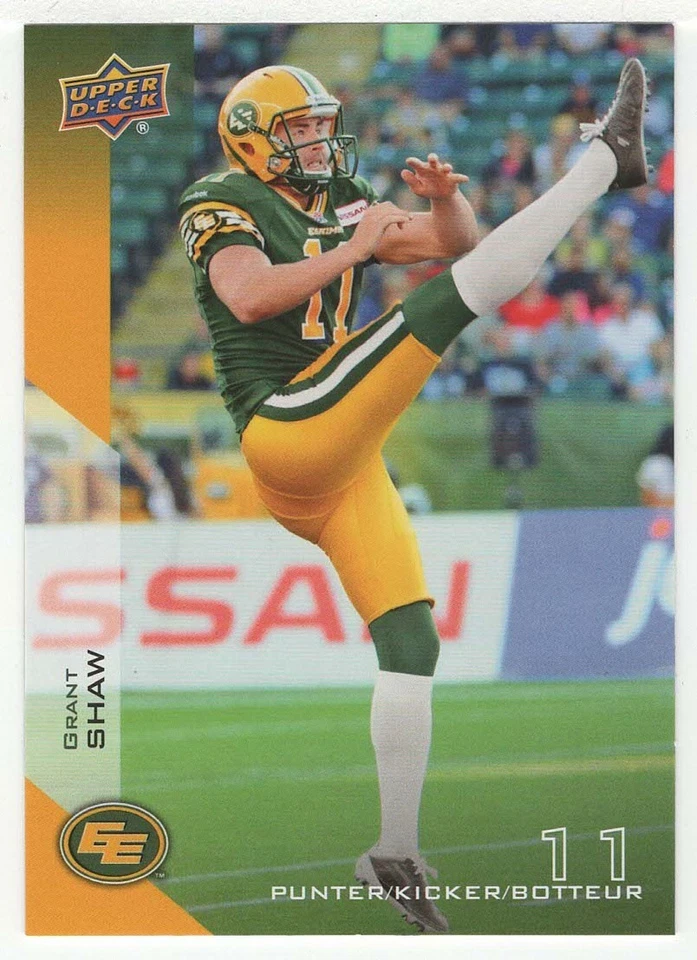 Grant Shaw - Edmonton Eskimos (CFL Football Card) 2014 Upper Deck # 22 - Mint - Image 1 of 1