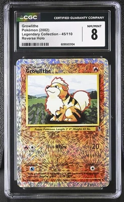 CGC 8 Growlithe 45/110 Reverse Holo Legendary Collection Pokémon Card - Image 1 of 2