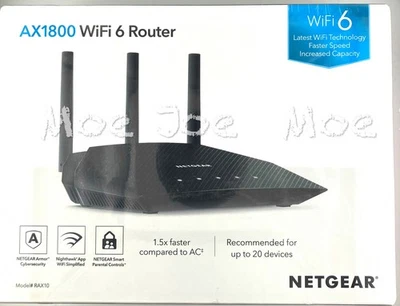 Netgear  Wi-Fi 6 Router (RAX 10),    RAX10-100NAS 4 Streams AX1800   New Sealed. - Image 1 of 4