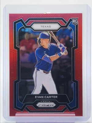 EVAN CARTER 2024 PANINI PRIZM BASEBALL ROOKIE RED TEXAS RC /299 Q4854 - Image 1 of 2