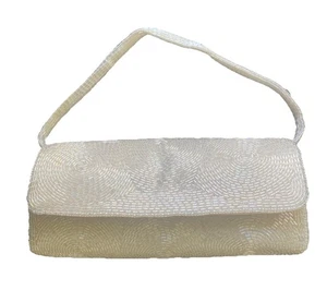 Vintage Richere Tasche von Walborg schimmernd klein elfenbein Perlen Abendtasche Japan EUC - Bild 1 von 4