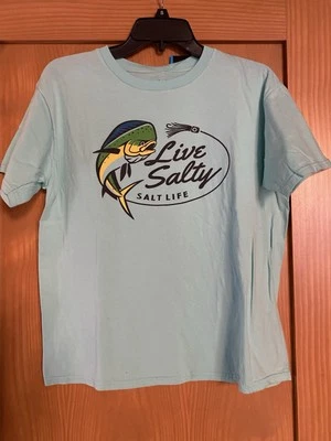 Camiseta de algodón Salt Life Boys Live Salty Fish verde azulado nueva con etiquetas talla XL Foto 1 de 3