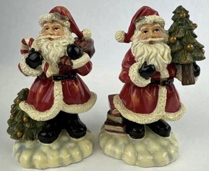 Santa Claus Figurines Candy Cane Christmas Tree 5" Set of 2 - Picture 1 of 15