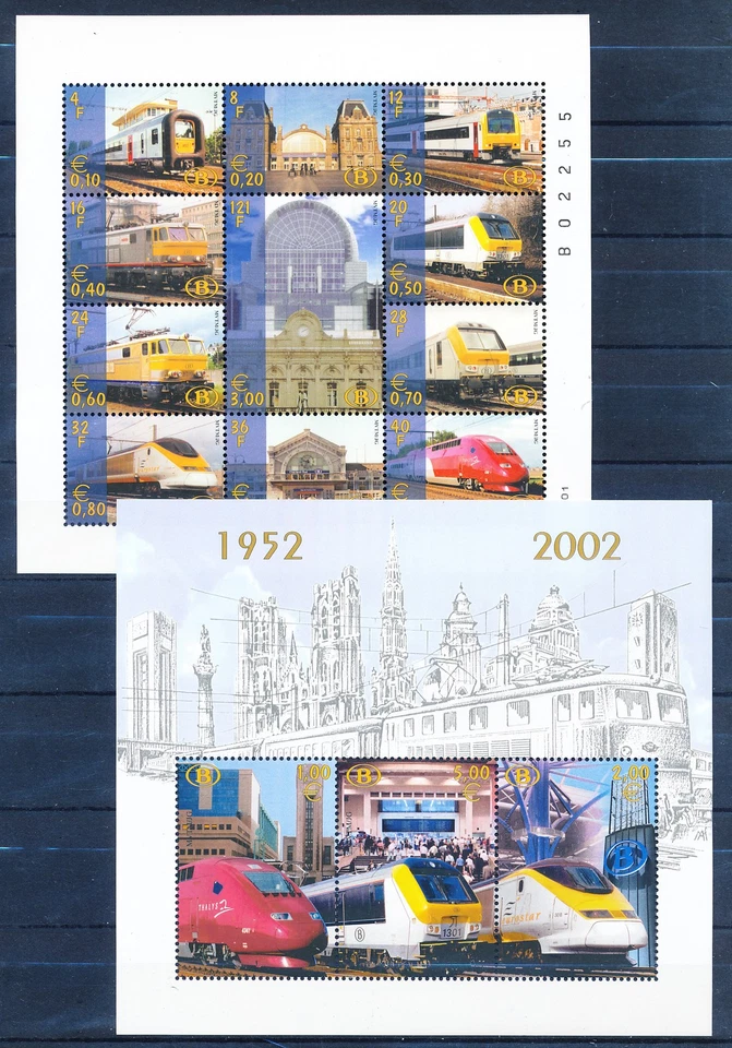 XE55850 Belgium railroads locomotives trains sheets XXL MNH - Image 1 of 1