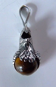 Eagle Head Pendant with Tiger Eye - Picture 1 of 8