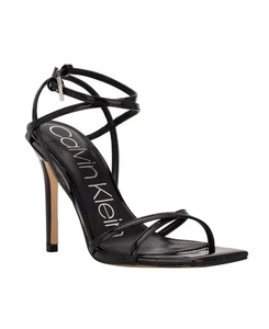 Calvin Klein Womens Tegin Strappy High Stiletto Dress Sandals Black Size 8M NIB - Picture 1 of 3