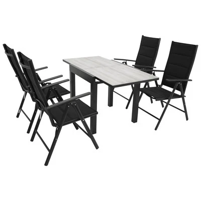 Gartengarnitur Alu Sitzgruppe Gartenmöbel Garnitur FARO Alu Keramik grau 5-teil. - Bild 1 von 4