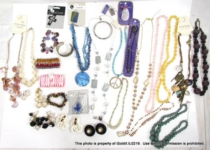 BIG LOT NEW VINTAGE COSTUME JEWELRY Earrings Necklaces Bracelets BLUE MOON + - Picture 1 of 8