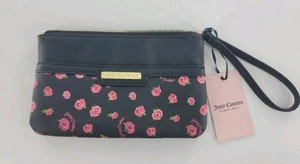 Juicy Couture Kosmetikkoffer schwarz Leder mit rosa Rosen - Bild 1 von 5