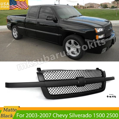 Matte Black Front Bumper Grille Assembly For 2003-2007 Chevrolet Silverado 1500 Foto 1 de 4
