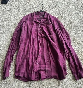 Button Up Long Sleeve Shirt STRUCTURE MENS XL 100% Silk Maroon - Picture 1 of 3