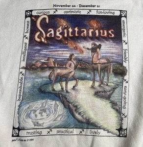 Vtg Sagittarius Sweater Sz XL White Crew Neck Astrology Astronomy USA Parafunall - Picture 1 of 7