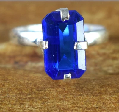 Anillo para hombre certificado piedras preciosas corte esmeralda 8,05 quilates/13 mm tanzanita azul natural certificado Foto 1 de 4