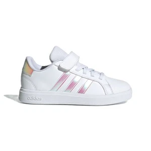 Adidas Grand Court 2.0 Scarpe Bianche Bambina Sportive Basse Sneaker a Strappo - Picture 1 of 8