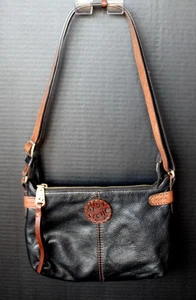 Stilvolle Umhängetasche Tasche Brighton schwarz & Naturleder Akzente - Bild 1 von 7