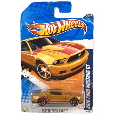 Hot Wheel FASTER THAN EVER 2010 Ford Mustang GT Gold Car 144/244 2010 AS NEW Box - Image 1 of 4
