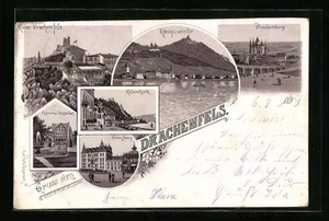 Lithographie Drachenfels, Ruine Drachenfels, Königswinter und Rolandseck 1899 - Picture 1 of 2