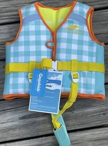 Gogokids Large Float Vest Youth Swim Life Jacket Reflective New Gingham Colorful - Picture 1 of 11