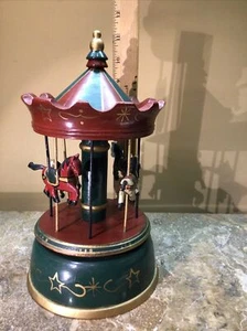 Vintage Karussell Karussell Spieluhr handgeschnitzt ganz Holz 70er Jahre - Bild 1 von 7