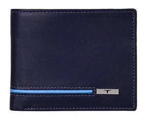 Totalmente Nueva Auténtica Bloqueo RFID Cuero Impreso Azul Billetera para Hombre - Imagen 1 de 5